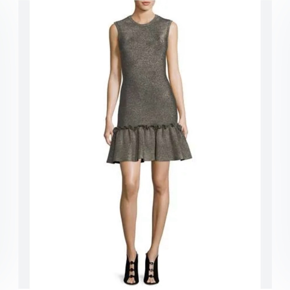A.L.C $595 Retail Kilmer Crewneck Sleeveless Metallic Knit Dress, Size Large - Picture 2 of 13
